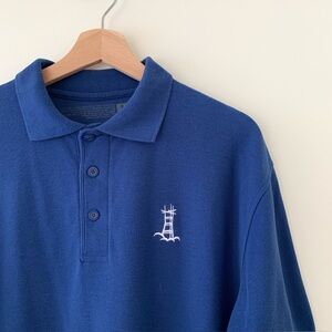 Super7 blue short sleeve polo shirt San Francisco Sutro tower embroidered emblem